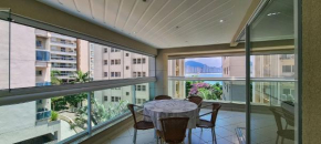 Apartamento Mirante Astúrias - varanda gourmet de frente para a praia da Astúrias no Guarujá
